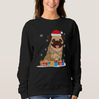 Pug Christmas Tree Lights Santa Hat Xmas Pajama Bo Sweatshirt