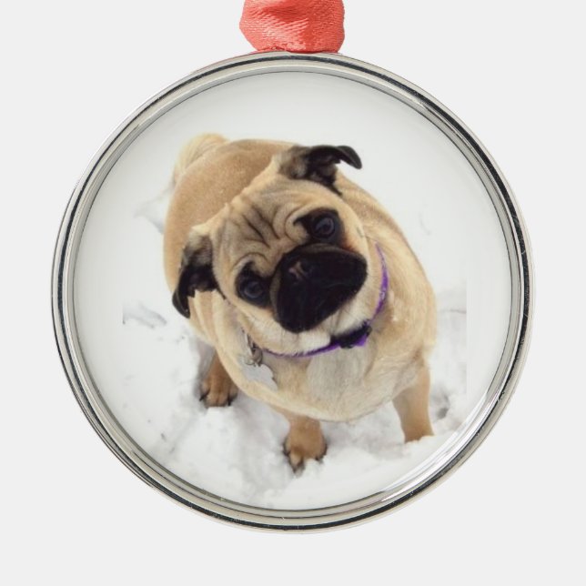 Pug Christmas Tree Ornament (Front)