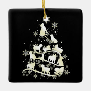 Pug Christmas Tree Pug Lover Xmas Best Gift 2022 Ceramic Ornament