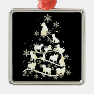 Pug Christmas Tree Pug Lover Xmas Best Gift 2022 Metal Ornament
