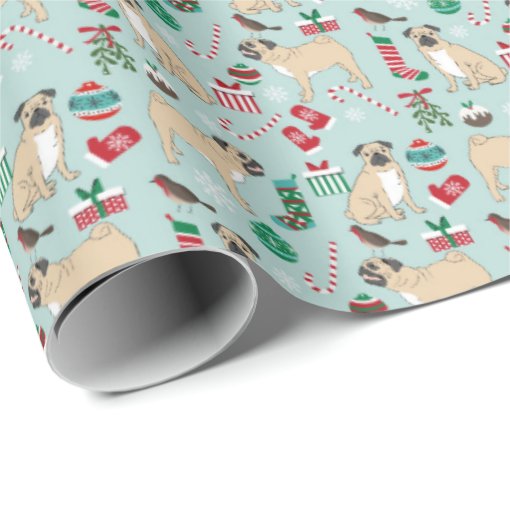 Pug christmas wrapping paper Zazzle