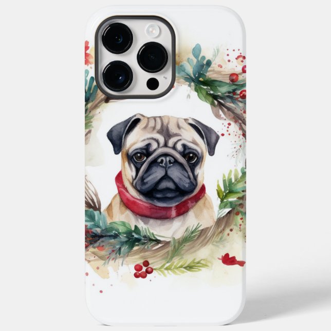 Pug Christmas Wreath Festive Pup  Case-Mate iPhone Case (Back)
