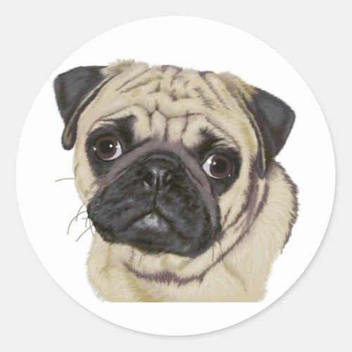 Pug Classic Round Sticker