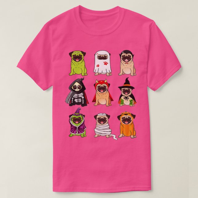 Pug Collection Happy Pug-o-ween Halloween Spooky C T-Shirt (Design Front)