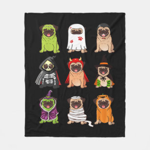 Pug Collection Happy Pugoween Halloween Spooky Cos Fleece Blanket
