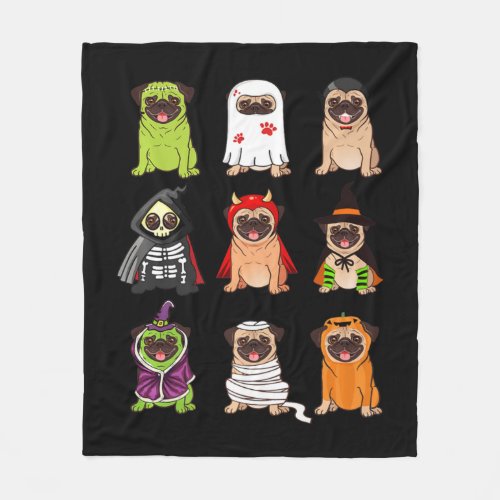 Pug Collection Happy Pugoween Halloween Spooky Cos Fleece Blanket