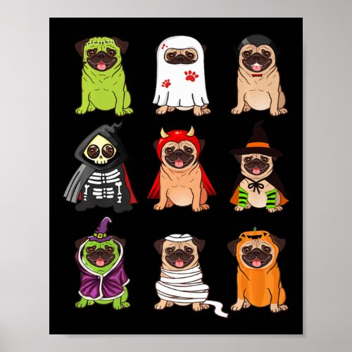 Pug Collection Happy Pugoween Halloween Spooky Cos Poster