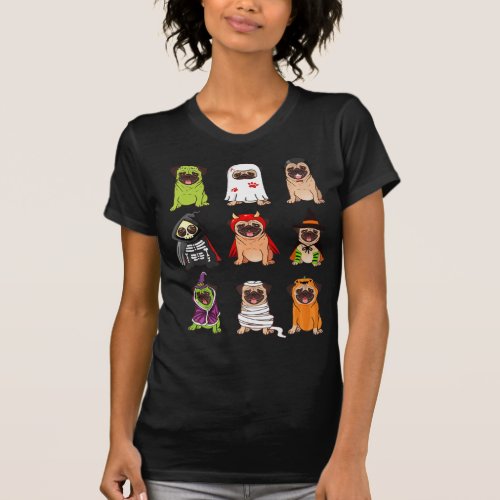 Pug Collection Happy Pugoween Halloween Spooky Cos T_Shirt