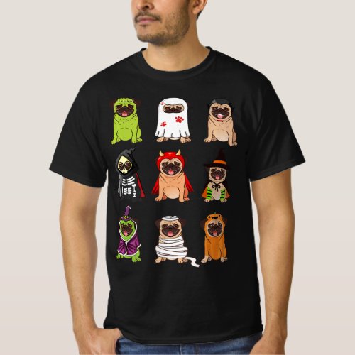 Pug Collection Happy Pugoween Halloween Spooky Cos T_Shirt