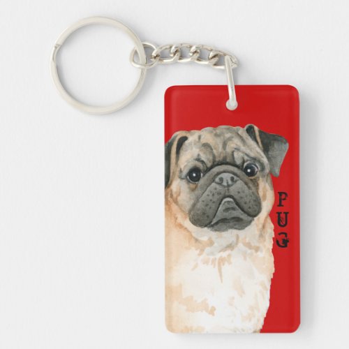 Pug Color Block Keychain