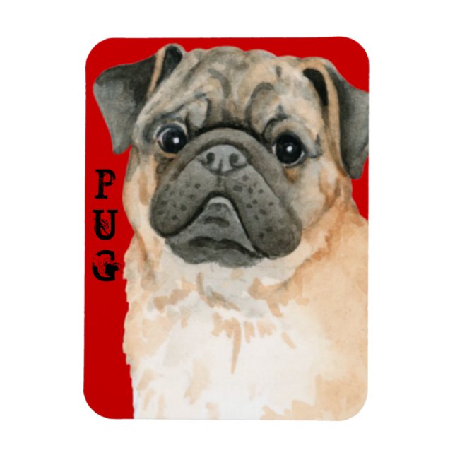 Pug Color Block Magnet (Vertical)