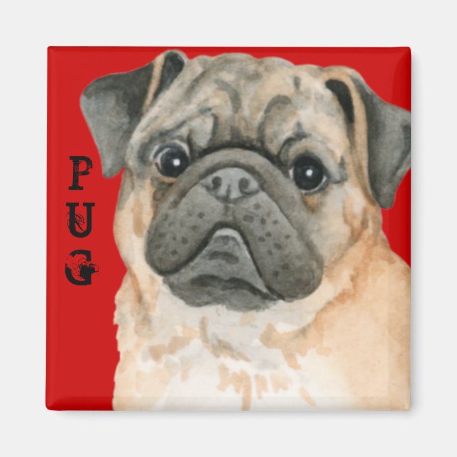 Pug Color Block Magnet (Front)