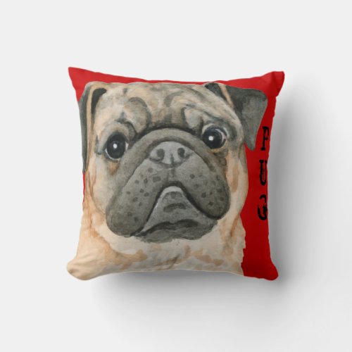 Pug Color Block Throw Pillow