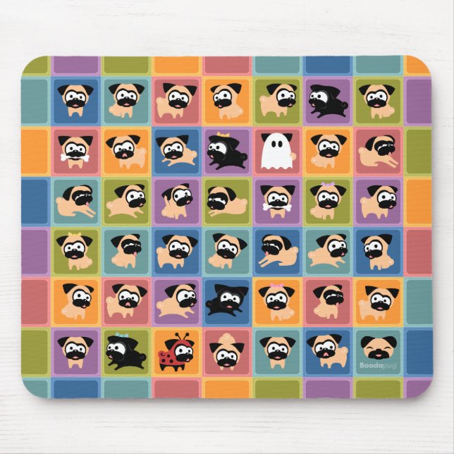 Pug Color Square Mousepad (Front)