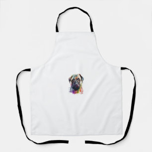 Pug Colorful Pop Art Splash Art Tie Dye Rainbow Ta Apron