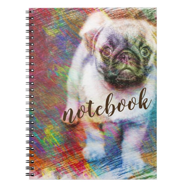 Pug Colorful Sketch Notebook (Front)