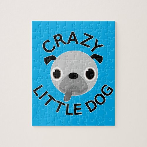 Pug Crazy Little Dog On Blue Jigsaw Puzzle