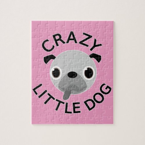 Pug Crazy Little Dog On Pink Jigsaw Puzzle