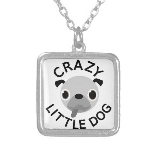 Pug Crazy Little Dog Silver Plated Necklace