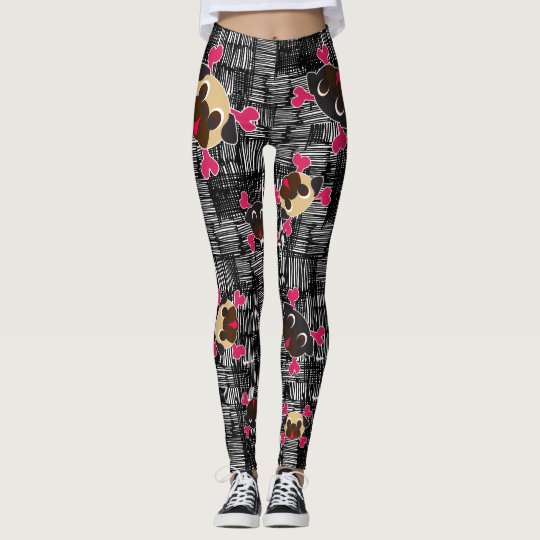 Pug Crossbones Bad To The Bone Leggings | Zazzle.com