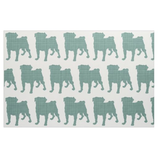 Pug - Crosshatch Teal Fabric