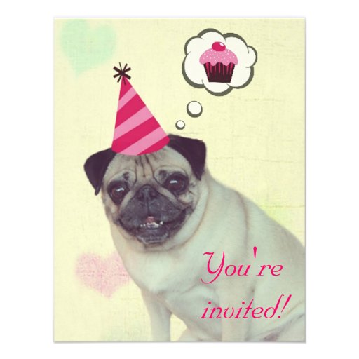 Pug Birthday Invitations 4