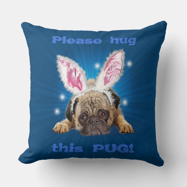 Pug cushion double sided two tone throw cushion (Front)