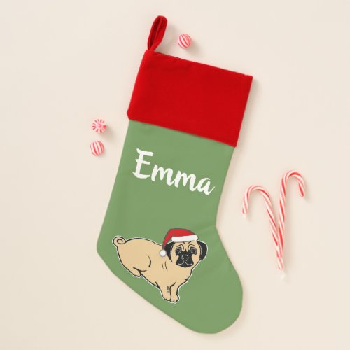 Pug Custom Velvet Lined Christmas Stocking