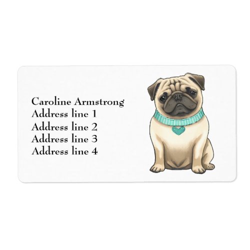 Pug cute dog custom address labels