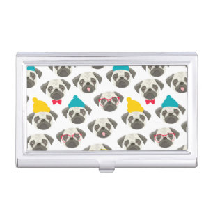 Pug – cute dog in Christmas Business Card Case