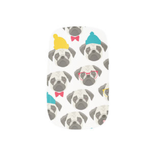 Pug – cute dog in Christmas Minx Nail Art