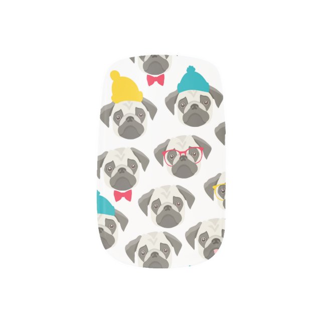 Pug – cute dog in Christmas Minx Nail Art (Left Thumb)