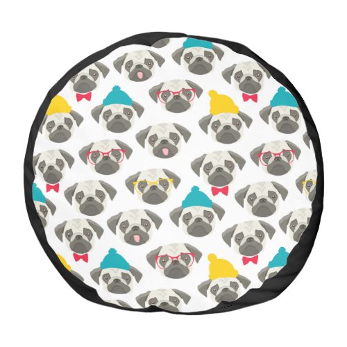 Pug  cute dog in Christmas Pouf