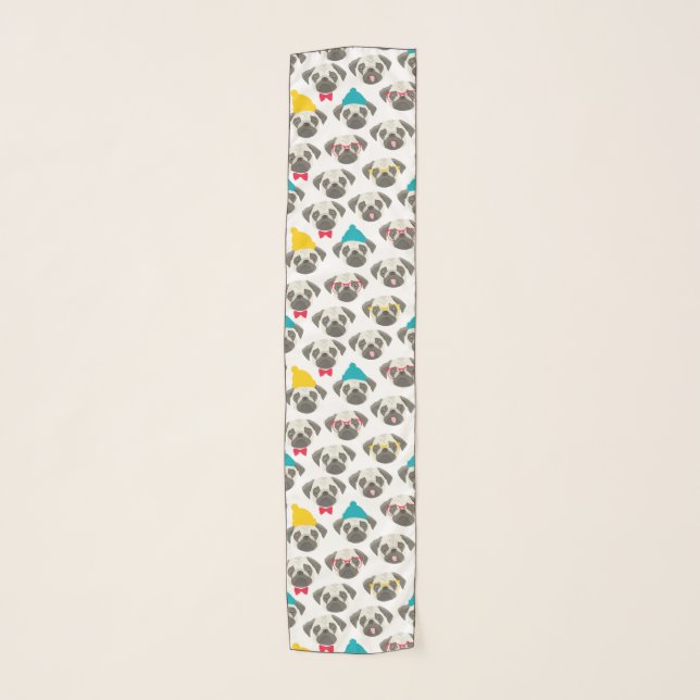 Pug – cute dog in Christmas Scarf (Front)