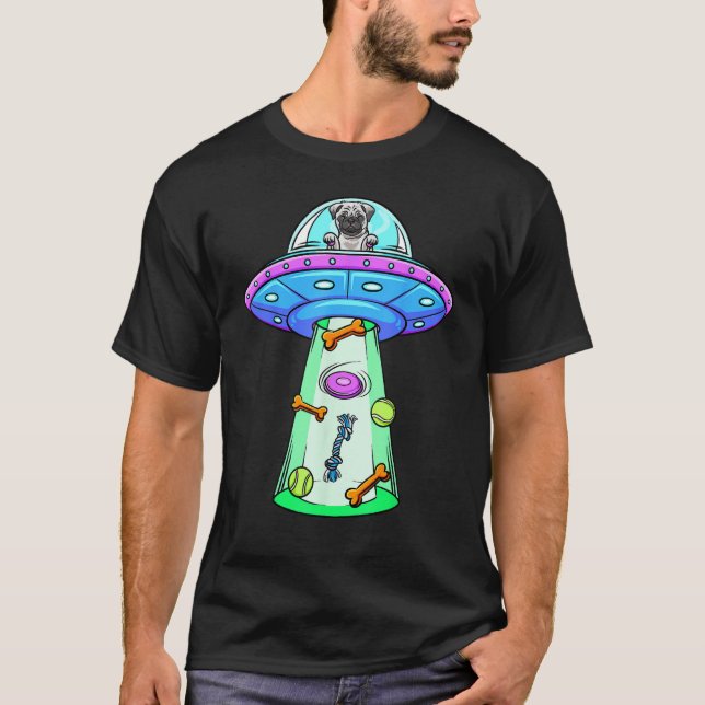 Pug Cute Piug Pug UFO Pug Owner Pug  Pug T-Shirt (Front)