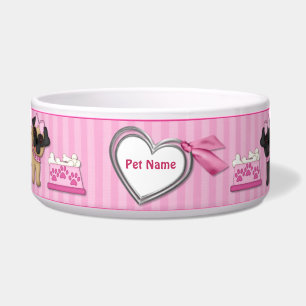 Pug Cuties Pink Stripe - Customize Bowl