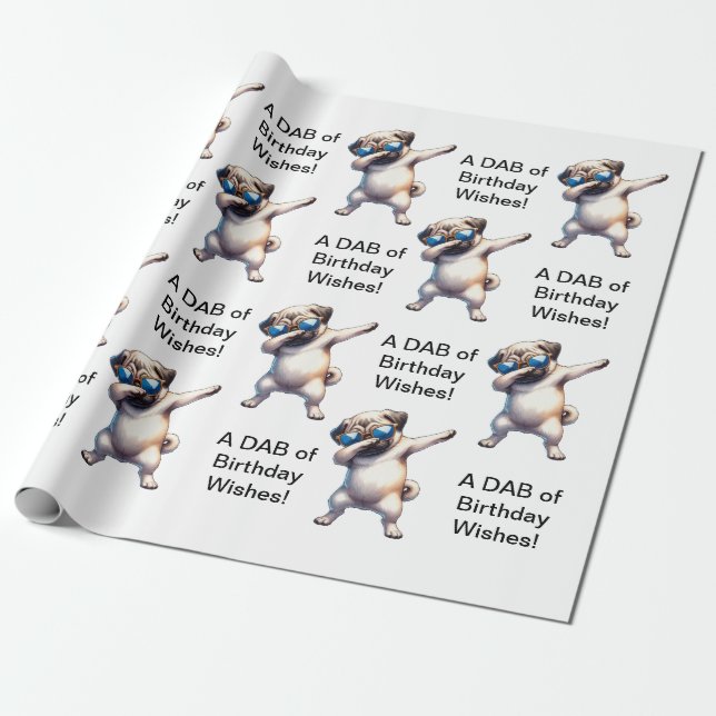 Pug Dab Wrapping Paper (Unrolled)