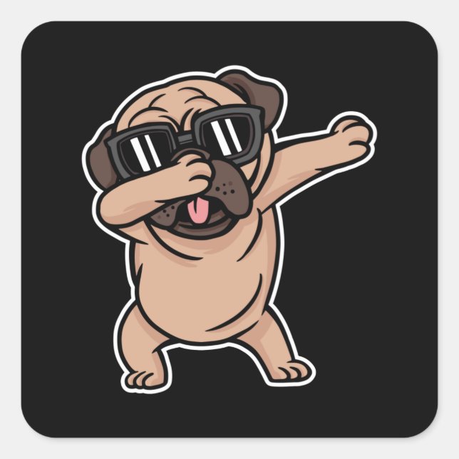 Pug Dabbing Dog Square Sticker (Front)