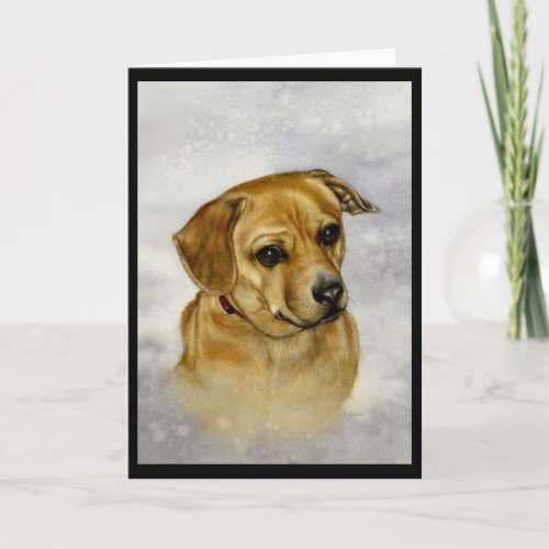 Pug_Dachschund Mix Blank Greeting Card