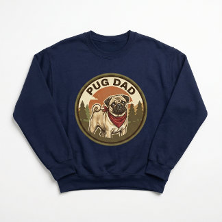 Pug Dad Crewneck | Pug Dog Dad Gift Vintage Badge Sweatshirt