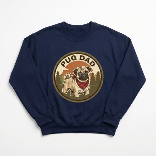 Pug Dad Crewneck | Pug Dog Dad Gift Vintage Badge Sweatshirt