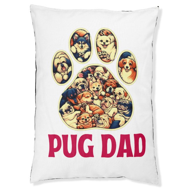 Pug Dad Dog Lovers Father s Day Tee Pet Bed (Front Vertical)