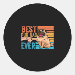 Pug Dad Ever Father's Day Daddy Papa Pug  Classic Round Sticker