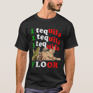 Pug Dad Funny Father's Day Gift 1 2 3 Tequila Floo T-Shirt
