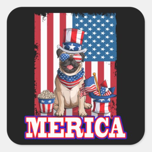 Pug Dad Mom 4th Of July American Flag Merica Square Sticker - Pug Dad Mom 4th Of July American Flag Merica . Pug Dad Mom 4th Of July American Flag Merica .