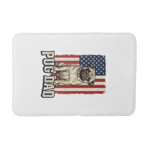 Pug Dad Patriotic Vintage Engraving Dog Shirt Desi Bath Mat