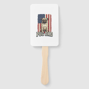 Pug Dad Patriotic Vintage Engraving Dog Shirt Desi Hand Fan