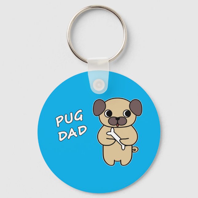 PUG DAD - Sky Blue Keychain (Front)