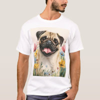 Pug Dad T-Shirt – Watercolor