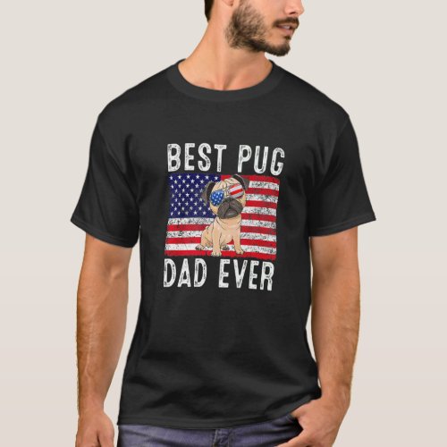 Pug Dad Usa American Flag Pug Dog  Owner T-Shirt